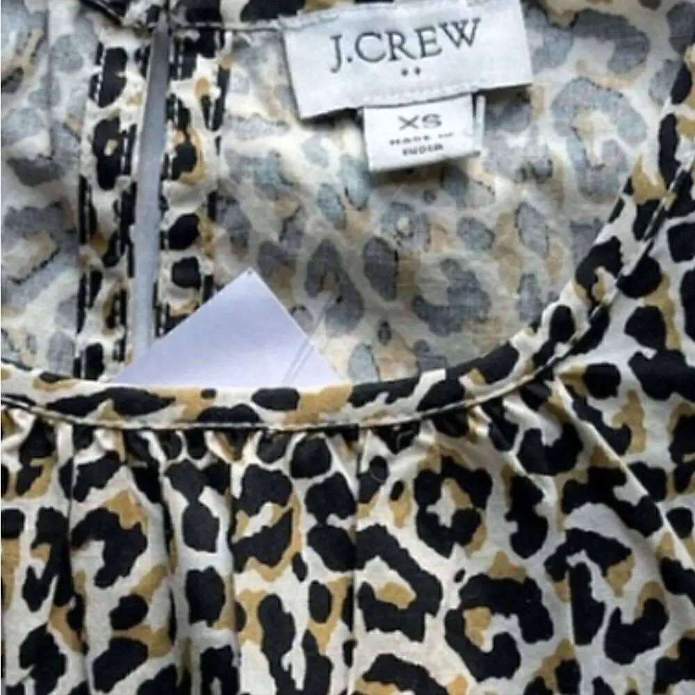 J CREW Puff Sleeve Leopard Top